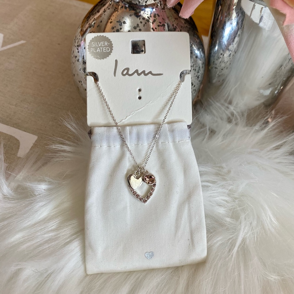 I Am Silver Plated Heart Pendant Necklace 13$